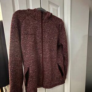 Mammut Kachemak Fleece Zip Front Hoodie Hooded Sweatshirt Merlot Red White XL